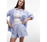 Noisy May - Pantaloncini stile boxer celesti e bianchi a righe in coordinato-Blu S