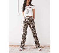 Noisy May Pantaloni a Zampa in Vita Elastica con Gamba a Zampa, Colore:Beige-Nero, Taglia:S