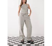 Noisy May - Pantaloni con fondo ampio grigi a righe con laccio sul davanti-Grigio S