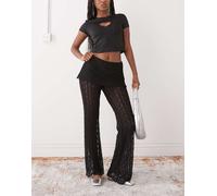 Noisy May - Pantaloni neri con gonna in pizzo sovrapposta-Nero M
