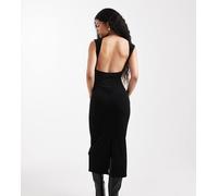 Noisy May Petite - Vestito midi nero con arricciature e schiena scoperta M