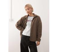 Noisy May - Pile beige con collo a imbuto e zip-Neutro XS