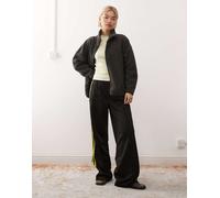 Noisy May - Pile color antracite con collo a imbuto e zip-Grigio XL
