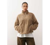 Noisy May - Pile soffice beige con zip corta-Neutro M