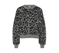 Noisy May - Maglione vestibilità comoda grigio leopardato-Nero M