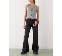 Noisy May - Rooxy - Pantaloni a zampa a vita alta in denim nero W26 L32