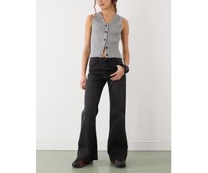 Noisy May - Rooxy - Pantaloni a zampa a vita alta in denim nero W28 L32