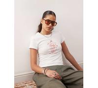 Noisy May - T-shirt mini bianca con grafica con gatto-Bianco M