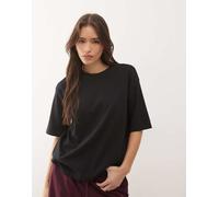 Noisy May - T-shirt oversize nera con spalle scivolate-Nero XS