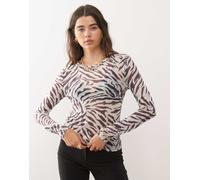 Noisy May - Top in rete nero zebrato XS