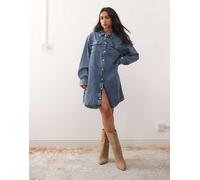Noisy May - Vestito camicia in denim a maniche lunghe blu slavato S