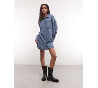 Noisy May vestito camicia in denim a maniche lunghe in blu medio S