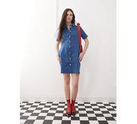Noisy May - Vestito corto in denim blu lavaggio medio a maniche corte L