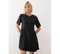 Noisy May - Vestito corto in jersey nero a vita scesa con gonna a ruota S