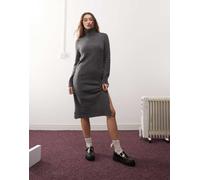 Noisy May - Vestito maglia midi accollato grigio XL