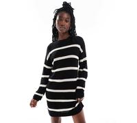 Noisy May - Vestito maglia oversize nero e crema a righe L