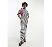 Noisy May - Vestito t-shirt lungo nero e bianco a righe XS