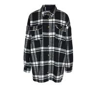 Noisy May Women Longshirt Blouse | Oversized Longsleeve Shirt | Shacket Transitional Jacket NMFLANNY, Colore:Nero-Bianco, Taglia:M