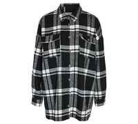 Noisy May Women Longshirt Blouse | Oversized Longsleeve Shirt | Shacket Transitional Jacket NMFLANNY, Colore:Nero-Bianco, Taglia:M