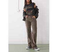 Noisy May - Yolanda - Jeans dritti a vita medio alta marroni a coste-Neutro W29 L30