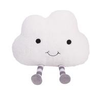 NoJo White Cloud with Embroidered Eyes & Smile Grey White Striped Leg