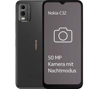 Nokia Smartphone C32 6,5" HD+ con 3 GB RAM/64 GB ROM, Android 13, fotocamere 50 MP/8 MP, autonomia della batteria di 3 giorni, retro in vetro temperato, classificazione IP52, doppia SIM - Grigio