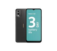 Nokia C32 Mobile Phone, 64GB, 3GB RAM, Dual SIM, Carbone