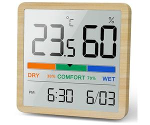 NOKLEAD Termometro Igrometro per Interni, Misuratore Umidità | Misuratore digitale di temperatura e umidità con indicatore di comfort, ideale per casa, camera da letto o ufficio