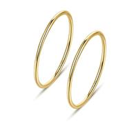NOKMIT Anelli da 1 mm in oro 14 carati per donne e ragazze, anello in oro sottile, delicato e carino, impilabile, impilabile, non si ossida, vestibilità comoda, misura da 4 a 11, 1 pezzo, 2 pezzi, 3
