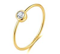 NOKMIT Anelli da donna impilabili in acciaio inox da 1 mm, anelli sottili in tinta unita color argento, comodi da 5 a 10, Metallo, Zirconia cubica