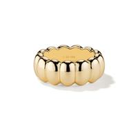 NOKMIT Anelli da donna in oro massiccio 14 carati color argento tono carino bombato cupola croissant fascia per pollice lucido liscio comfort fit taglia 5-10, Oro, Nessuna pietra preziosa