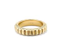 NOKMIT Anelli da donna in oro massiccio 14 carati color argento tono carino bombato cupola croissant fascia per pollice lucido liscio comfort fit taglia 5-10, Metallo, Nessuna pietra preziosa