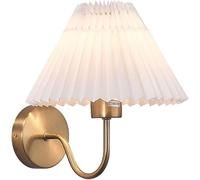 NOKTAI Applique da Parete Classica in Tessuto Plissettato V-intage con Braccio Dritto, 1 Luce, Oro Antico, Applique da Parete Bianca, Lampada da Comodino Rustica da Fattoria Nera, per SOG
