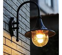 NOKTAI Applique da Parete E27 Industriale retrò a Collo di Cigno, Lampada da Parete in Alluminio pressofuso Nero, Applique da Parete Impermeabili, Lanterna da Parete per Esterni da giardi