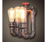 NOKTAI Lampada da Parete Industriale Vintage per Interni Amen Loft Style Water Pipe Vanity Light Lampada da Parete Creativa a Tre Teste Loft Applique da Comodino Decorazione per la casa L