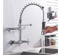 NOKTAI Miscelatore per lavello da Cucina, rubinetti Neri, Rubinetto per Acqua Calda e Fredda, Rubinetto a Parete, Rubinetto Girevole, Gru/Opaco