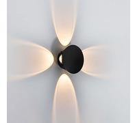 NOKTAI Moderna Lampada da Parete Rotonda Nera per Esterni, Design Luminoso su Tutti i Lati, Lampada da Parete a LED, Luce Bianca Calda 3000K, Luce da Patio IP65, Illuminazione Esterna e a