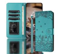 Nokverzy Cover per Samsung Galaxy M33 5G(6.6") Magnetica Cavalletto Flip Porta Carte Cover Pelle per Samsung Galaxy M33 5G(6.6") Custodia Cellulare Portafoglio Pieghevoli con Cordini Gatti Blu
