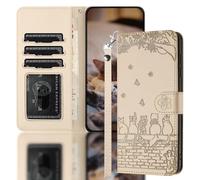 Nokverzy Custodia Cellulare per Huawei P20 lite(5.84") Pelle Cover Magnetica Cavalletto Flip Portafoglio Custodia Libro per Huawei P20 lite(5.84") Cover Porta Carte con Cordini Gatti Recinto Beige