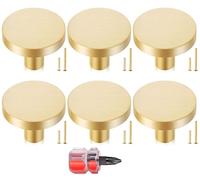 Nokwocy 6 Pezzi Pomelli per Mobili, Pomolo per Mobili Rotondo,Maniglia Rotonda per Armadi, Pomelli per Mobili in Alluminio con Viti, Adatti per Cassetti, Armadietti, Armadi(Pomelli Oro)