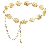 Nokwocy Cintura Donna Dorata,Cintura a catena d'oro per le donne,Con Margherite scavate,Fibbie Regolabili,Adatto per abiti,Jeans,Maglioni,Stilosi, Metallo Conchetto Belt-Gold, 60-119cm