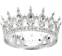 Nokwocy - Corona di cristallo con strass in argento e strass, per matrimonio, ballo, feste principesse