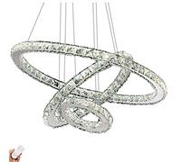 NOKXDKJWT Lampadario di Cristallo Moderno a LED in Acciaio Inossidabile, lampadario ad Anello Creativo, per la Luce dell'ingresso del Bar del Ristorante-Nessuna Aurora sconvolta 30 * 50 * 70三圈