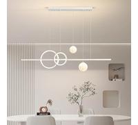 NOKXDKJWT Lampadario lineare a Sospensione Moderno di metà secolo con Sfera Bianca Latte dimmerabile LED a Striscia Lunga da soffitto sospeso per Sala da Pranzo, Soggiorno, Ristorante, Bar