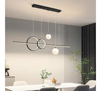 NOKXDKJWT Lampadario lineare a Sospensione Moderno di metà secolo con Sfera Bianca Latte dimmerabile LED a Striscia Lunga da soffitto sospeso per Sala da Pranzo, Soggiorno, Ristorante, Bar