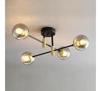 NOKXDKJWT Lampadario molecolare Moderno E27, Luce Crema a 8 Teste, Lampada da soffitto Minimalista, per Camera da Letto Soggiorno Sala da Pranzo Illuminazione Studio/Ambra/4 Teste