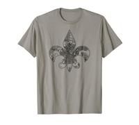 NOLA Fleur De Lis Mappa Stradale di New Orleans Arte in Scala di Grigi Maglietta