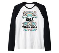 NOLA Vibes Only Cute Retro Girls NOLA Name Maglia con Maniche Raglan