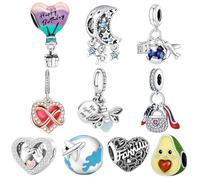 NOLACE 10 Pezzi Compatibile Charm Pandora Donna Perfetta Charms Per Bracciali Carino E Individualista Compatibile Ciondolo Pandora Compleanno San Valentino Festa Della Mamma Natale