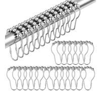 NOLACE 48 Pezzi Ganci per Tende con Sistema Scorrevole a Sfera, 71 * 41MM Anelli per Tende Doccia Argento Adatti Bagno Soggiorno Camera da Letto Cucina